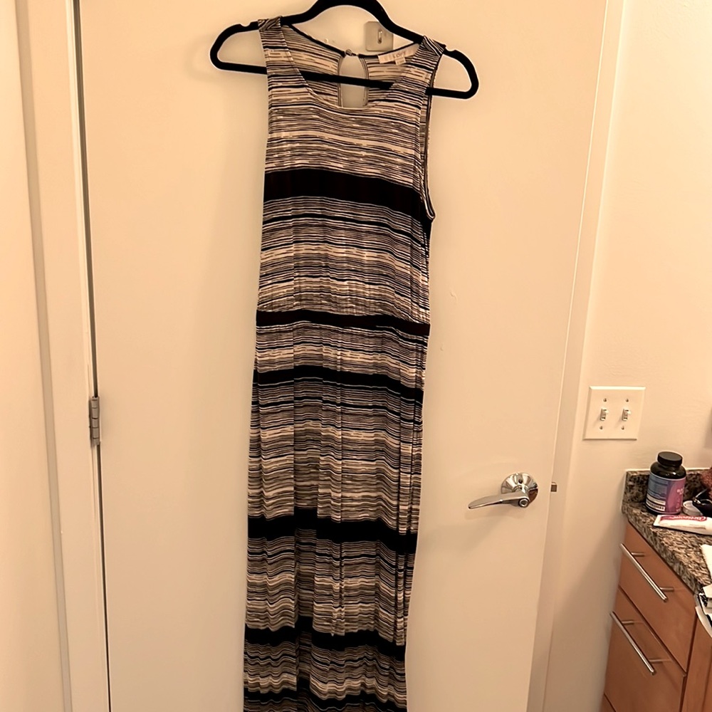 Loft maxi dress in black and cream stripes